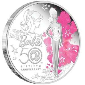  Tuvalu   2009   1$ Barbie 50th Anniversary 1Oz Silver Coin 