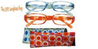 Funky Reading Glasses w/Case Two Colors Six Powers r527  