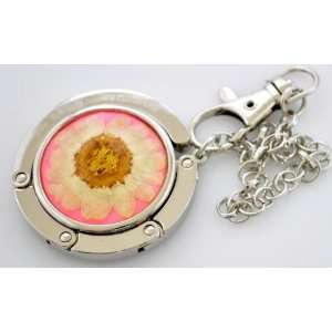   Daisy in Pink Foldable Handbag Hanger with Key Chain