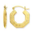 Jewelry Adviser earrings 14k Polished Greek Key Hollow Hoop Earrings