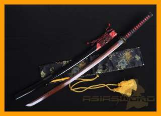 Handmade Red Folded Steel Japanese Katana Sword #181  