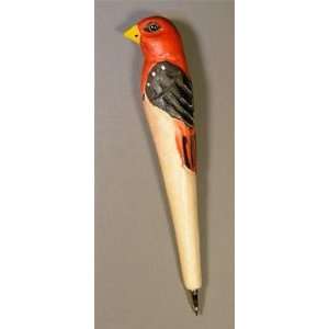  Red Bird Handcarved Wood Pen