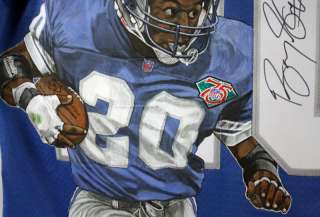 LIONS BARRY SANDERS AUTHENTIC SIGNED HAND PAINTED JERSEY MOUNTED 