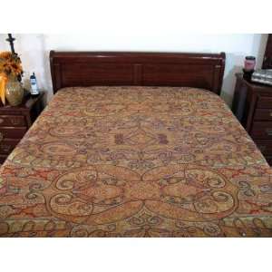  CASHMERE WOOL PASHMINA BEADED INDIA BEDDING BEDSPREAD 
