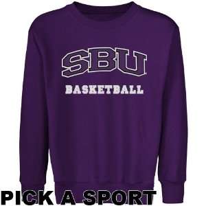   Youth Custom Sport Arch Applique Crew Neck Fleece Sweatshirt   Purple
