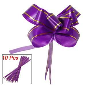  Amico Purple Gold Tone Pull Flower Ribbon Bows Gift Decor 