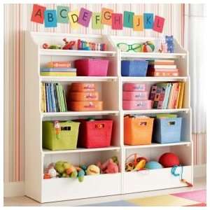  Kids White Wood Storage Open Top Bookcase: Home & Kitchen