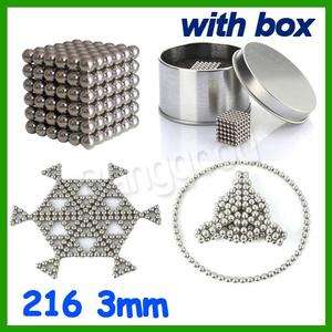   Magnet Balls Beads Sphere Puzzle Cube Magic Funny Toy 216 + Box 3mm