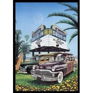  Classic Car Drive In Double Feature Personalized Mural 