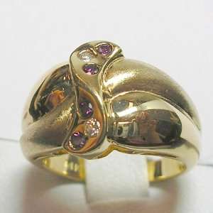  14K Yellow Gold Purple and White Diamond Ring: Jewelry
