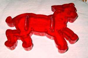 VINTAGE RED PLASTIC COOKIE CUTTER, SPRING LAMB 1950s  
