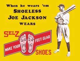 Shoeless Joe Jackson Baseball Tin Sign Selz Shoes Ad  