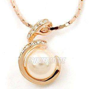 18K Rose Gold Plated White Pearl Necklace 10956  