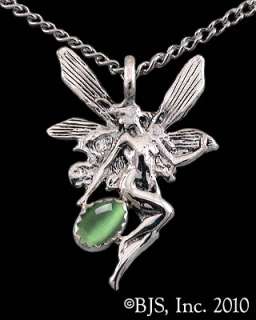   Silver Fairy Necklace with Gemstone, Art Nouveau Fairy Jewelry, New