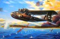 HQ Oil Painting War World II Airplane 5 36X24 inches  