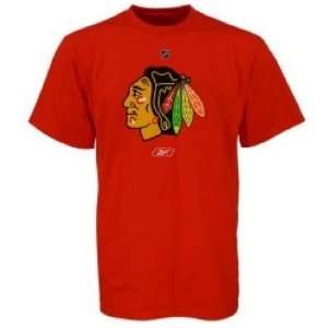  Mens Chicago Blackhawks Red Primary Logo Tshirt: Sports 