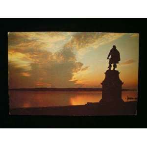  Sunset, John Smith Statue, Jamestown, Virginia 50s PC 