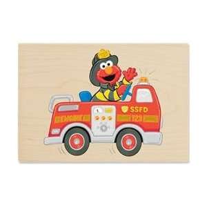  Elmos Fire Truck Wood Mounted Rubber Stamp Office 