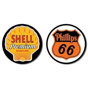   round retro signs Shell Premium Gasoline, Philips 66 Gasoline 0056
