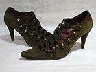   DARK GREEN SUEDE HEELS PUMPS SHOES SIZE IT 38 / US 8 MADE IN ITALY