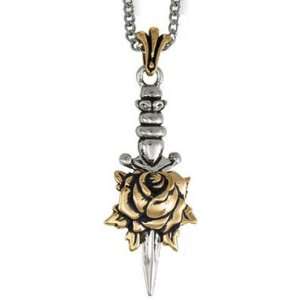  Ed Hardy Bronze Rose Dagger Necklace Jewelry