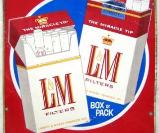 Vintage Original L&M Miracle Tip Cigarettes Metal Sign  