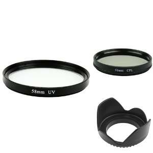   CLP + UV Lens Filter+Hood for Canon EOS 18 55mm Lens: Camera & Photo