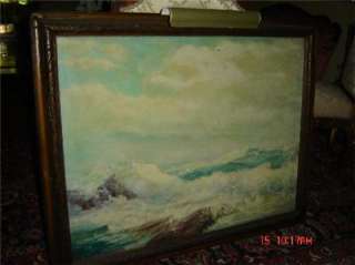 ANTIQUE AMERICAN Arno Bretsnyder Seascape Oil Painting  