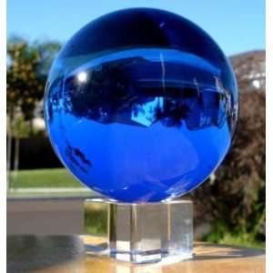  Crystal Meditation Ball Globe 80 Mm, Blue, Free Stand 