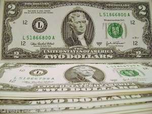 Bills  2003A $2 Dollar Bill Consecutive serial Number USD Money Mint 