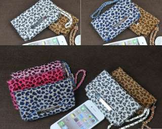 Fashionable Leopard Grain Skin Purse Type Case Cover For iPhone 4 4S 