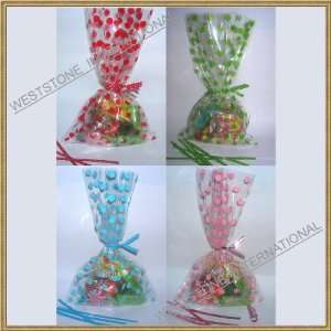   100pcs 5x8 Polka Dot gift cello bag + twist ties: Office Products
