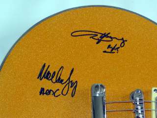 AC/DC Autographed Signed Gold Sparkle Guitar & Proof PSA/DNA UACC RD 