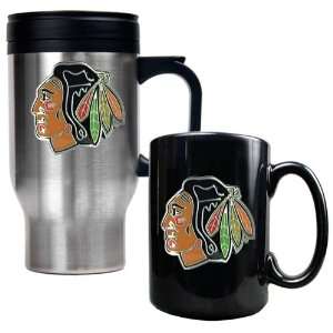  Chicago Blackhawks Travel Mug & Ceramic Coffee Mug Set 