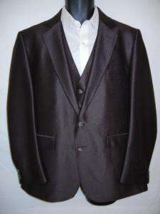 Vintage FALCONE Mens Brown Blazer and Vest SLEEK 40R  