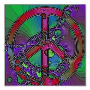  psychedelic peace sign poster