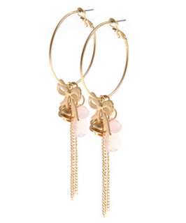 Pink (Pink) Bow Dangle Hoop Earrings  241534170  New Look