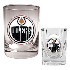  Edmonton Oilers NHL Rocks Glass & Square Shot Glass Set 
