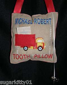 Personalized Truck Design Tooth Fairy Pillow w/Charm Free Shipping 