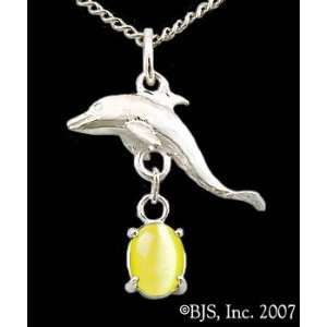  Dolphin Gemstone Necklace, Sterling Silver, Yellow set 