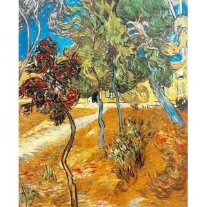  Oil Painting Trees in the Asylum Garden Vincent van Gogh 