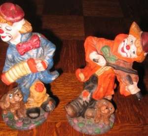 Vintage Ceramic MUSICAL Clowns Violin Accordian LOT  