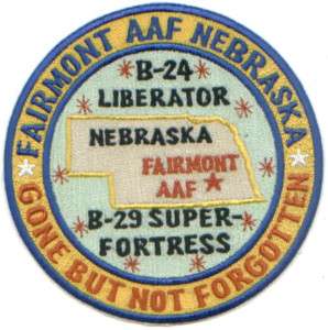 ARMY AIR FIELD PATCH, FAIRMONT AAF, NEBRASKA,B 24, B 29  