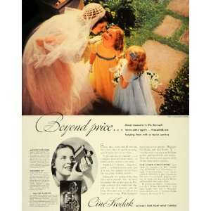  1938 Ad Cine Kodak Home Movie Camera Bride Flower Girls 