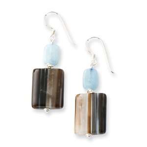    Sterling Silver Aquamarine/Botswana Agate Earrings Jewelry