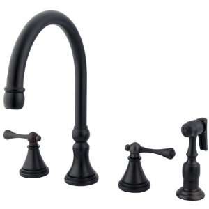   Deck Mount Kitchen Faucet with Brass Sprayer, Oil Rubbed Bronz Home
