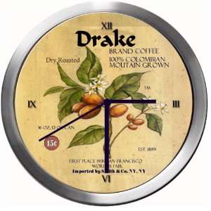 DRAKE 14 Inch Coffee Metal Clock Quartz Movement  Kitchen 