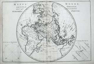 1787   Weltkarte Australien Amerika Nordpol Karte Bonne  