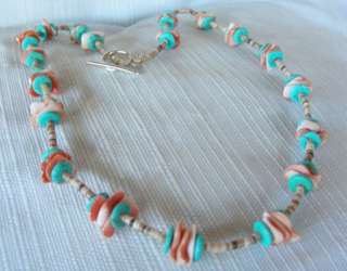 NATIVE AMERICAN TURQUOISE & OYSTER SHELL NECKLACE  