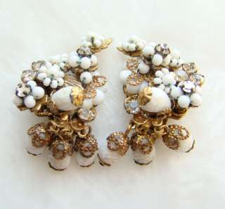   Originals by Robert Earrings White Seed Bead Filagree Signed  